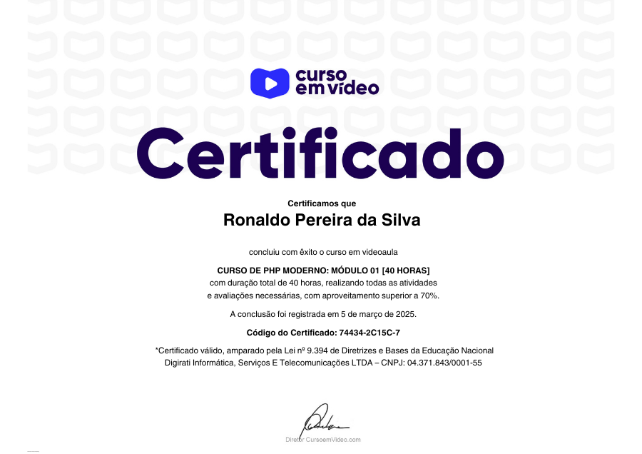 certificado de PHP moderno